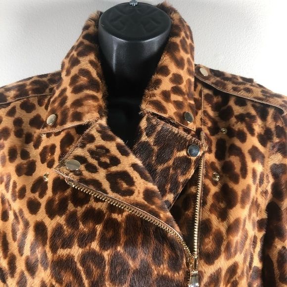 L’Agence by Agent Provocateur NWT Leather Leopard Biker Jacket Size Small - Picture 7 of 16